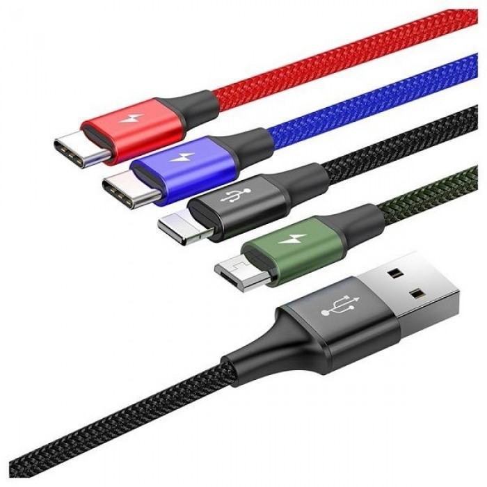 Baseus 4 In 1 Rapid Series Cable (2 Lightning, 1 Type C, 1 Micro USB)